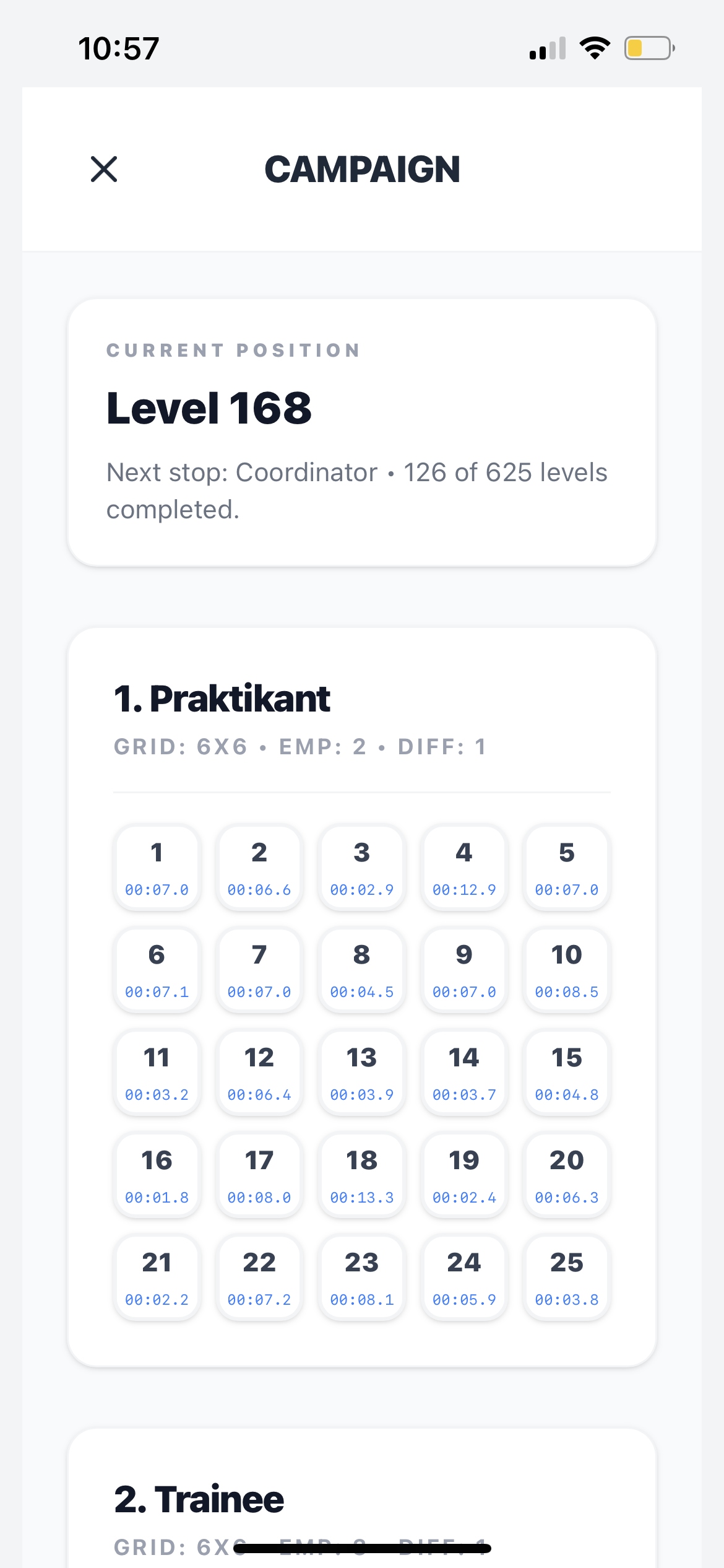Office Pulse campaign level overview on iPhone